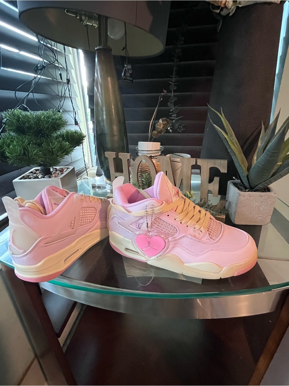 Nike Women’s Pink Pastel Heart Lace-Up Sneakers